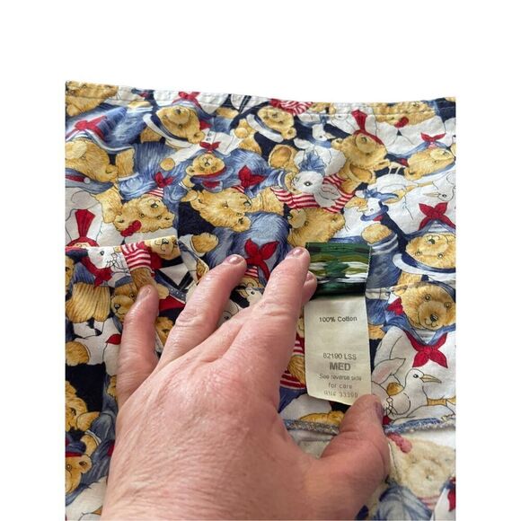 Cottonality Womens Multicolor Teddy Bears Print V-Neck Short Sleeve Scrub Medium - Picture 8 of 12